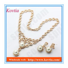 Italian imitation pearl statement necklace and earrings jewelry sets